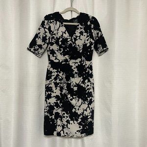 ADRIANNA PAPELL Shift Dress, Size 6, color Black and Cream